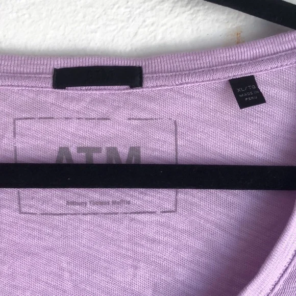 ATM Anthony Thomas Melillo lilac Slub Jersey V Neck T Shirt Tee Top Size XL - Picture 2 of 4